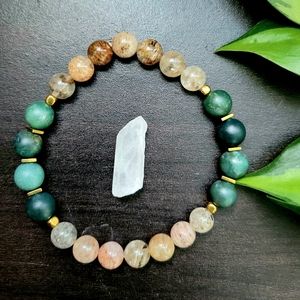 Phantom Quartz & Moss Agate Bracelet
